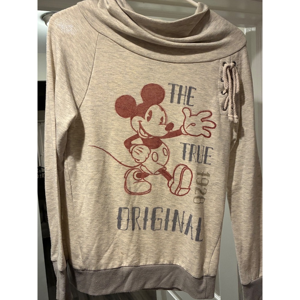 Disney Parks Mickey Mouse Sweatshirt Womens Small vintage Lace Up Pullover